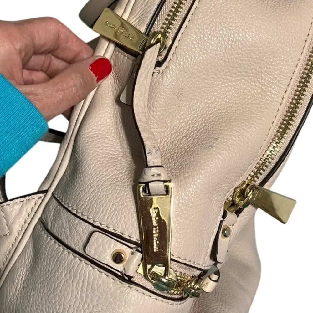 MICHAEL KORS, LARGE LIGHT PINK PEBBLED LEATHER BACKPACK